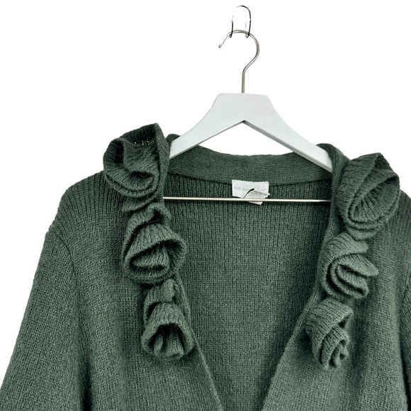 Soft Surroundings Rosette Longline Cardigan Alpaca Wool Green Size Large - Picture 2 of 6